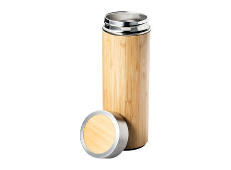 Isolierflasche aus Edelstahl und Bambus mit Teesieb RETUMBLER-ADAMUZ Werbeartikel