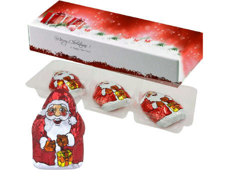 Mini Schoko-Weihnachtsmänner, ca. 20g, Faltschachtel bedrucken