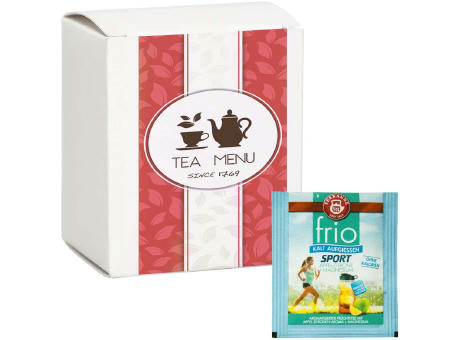 Beuteltee Sport, Apfel-Zitrone + Magnesium (Kalt-Aufguss), 10 Stück, 25g, Faltschachtel Werbeartikel