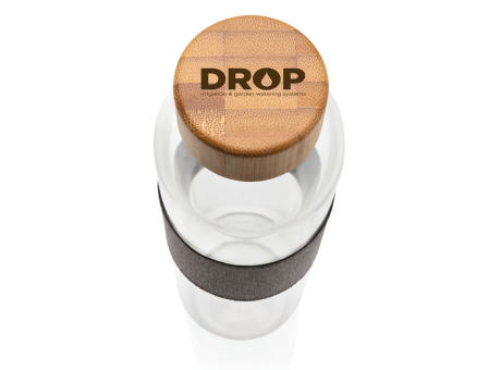 Impact Borosilikat-Glasflasche mit Bambusdeckel Werbeartikel