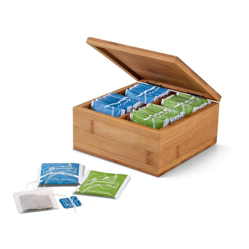 Product image ARNICA. Teebox aus Bambus mit 4 Fächern und einem Magnetverschluss Werbeartikel