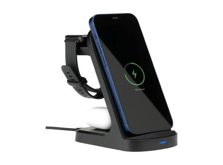 Triple-Up RCS Recycled ABS Wireless Charger Stand Werbeartikel