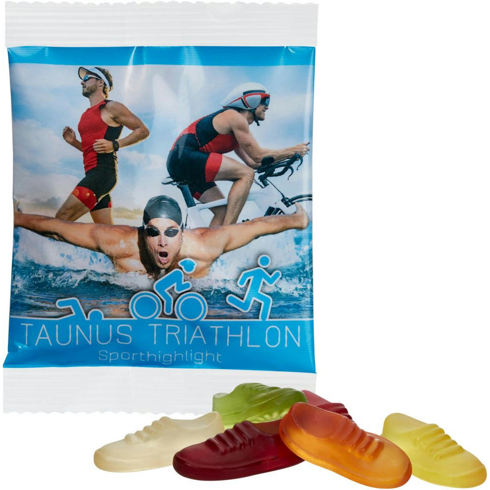 Product image Vegane Jogger-Fruchtgummis im kompostierbaren Tütchen Werbeartikel