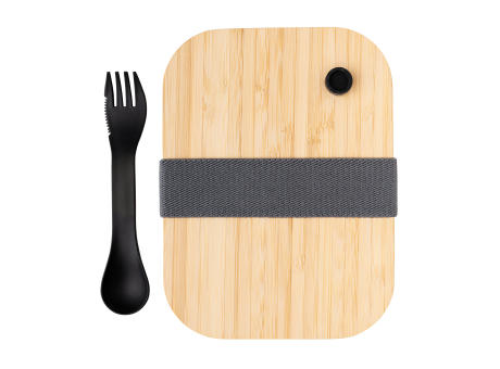 Lunch-Box aus Glas mit Bambusdeckel Werbeartikel