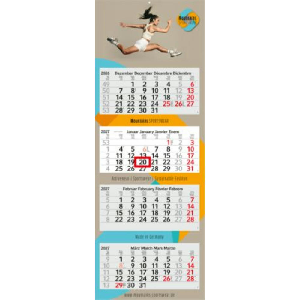 Product image 4-Monatskalender Mehrblock Profil 4 EXPRESS Schrift modern Werbeartikel