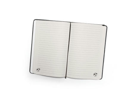 CAMPUS. A5 Notizbuch mit festem Einband aus PU (35% recycelt) mit linierten Seiten aus 100 % recyceltem bedrucken