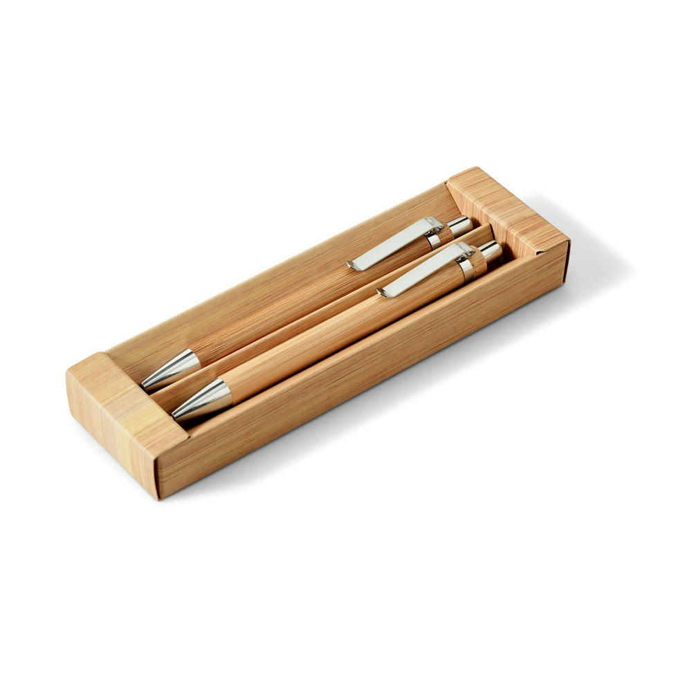 Product image GREENY. Schreibset mit Kugelschreiber und Minenbleistift aus Bambus Werbeartikel