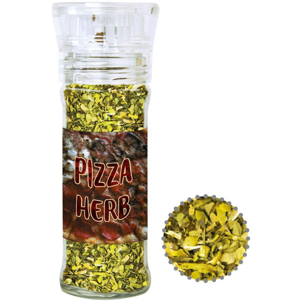 Product image Gewürzmischung Pizza-Kräuter, ca. 15g, transparente Gewürzmühle Werbeartikel