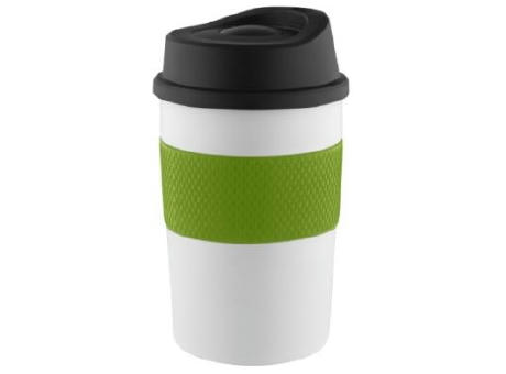 Product image Metmaxx® Thermobecher "CremaCoffeeHouse" weiß/Ring grün Werbeartikel