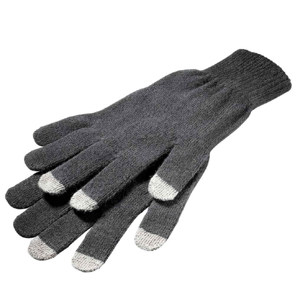 Graue Smartphone-Handschuhe Touch mit hellen Fingerspitzen, freigestellt – Handschuhe zum Bedrucken