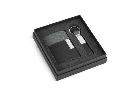 Product image TRAVOLTA. Karten- und Schlüsselanhängerset aus Metall und PU bedrucken