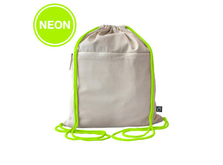 Product image Fairtrade Baumwollrucksack Toni, Kordelfarbe neon yellow Werbeartikel