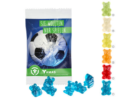 Product image Unifarbene Premium-Bärchen, 15 g im kompostierbaren Tütchen Werbeartikel