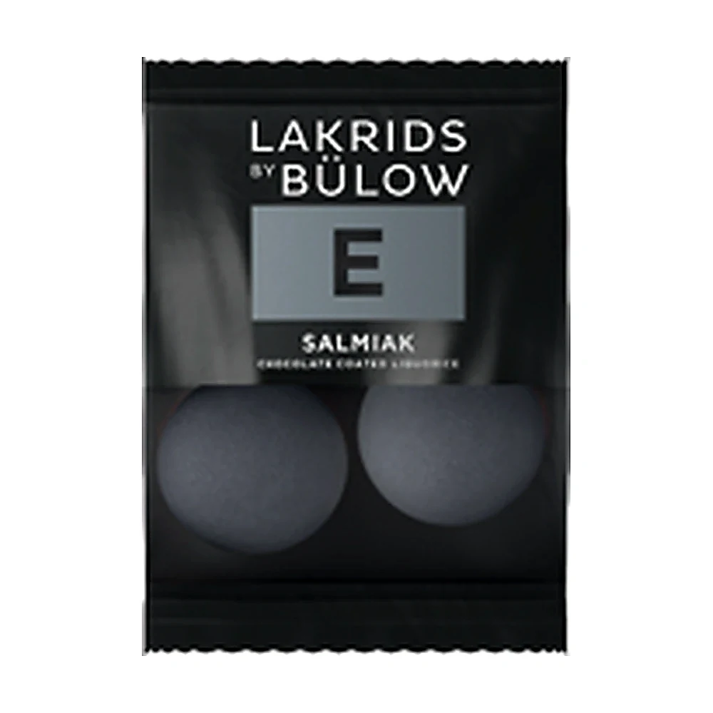 Lakrids by Bülow Mini E Salmiak: graue Schoko-Lakritzkugeln im Tütchen – Give-away für Messe und Empfang