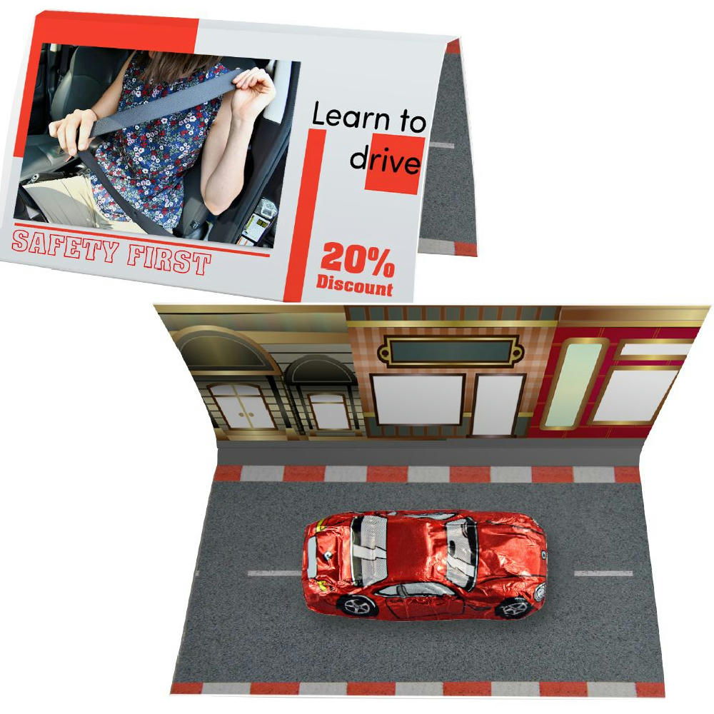 Product image Schoko-Auto Mix, ca. 13g, Werbekarte gefaltet Werbeartikel