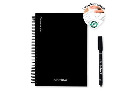 STARTER KIT INFINITEBOOK A5. Kit bestehend aus einem "Infinitebook", Reinigungsset, Marker und Markerhalter bedrucken