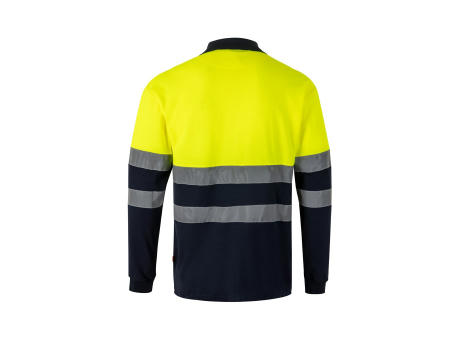 VL PLUTO LARGE. Zweifarbiges Piqué-Poloshirt (150g/m²) mit langen Ärmeln, aus Baumwolle (55%) und Polyester (45%) bedrucken