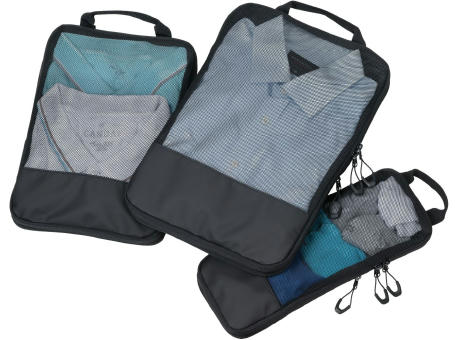TROIKA Reise-Kompressionstaschen Set TROIKA BLACK PACKING CUBES Werbeartikel