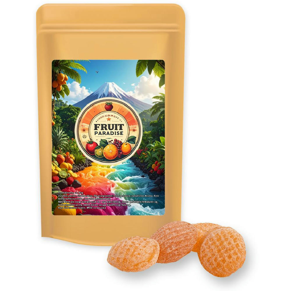 Multivitamin Bonbons, ca. 80g, Standbeutel Midi Werbeartikel