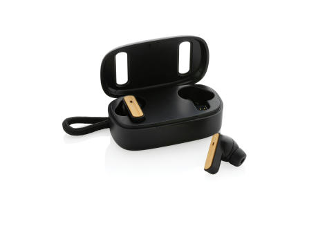 TWS-Ohrhörer aus recyceltem RCS-Kunststoff und Bambus Werbeartikel