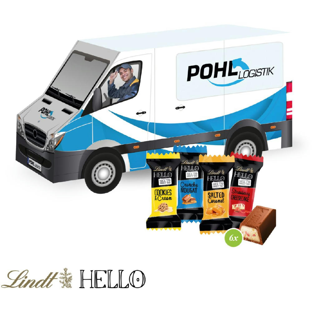 Product image 3D Präsent "Transporter" mit Lindt HELLO Mini Werbeartikel