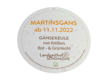 Samenpapier Bierdeckel - rund, Druck 4/0-C Werbeartikel
