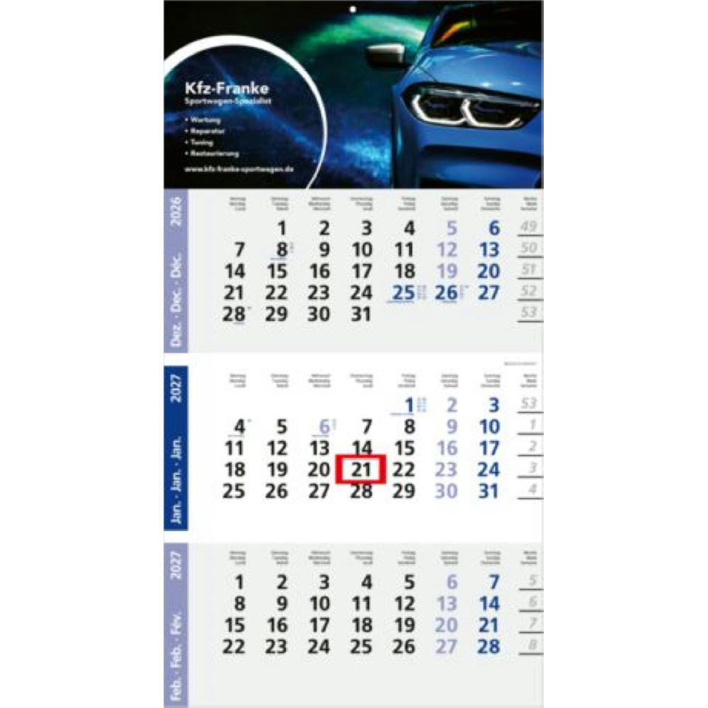 Product image 3-Monatskalender Logic 3 Post Bestseller (Einblatt) Werbeartikel