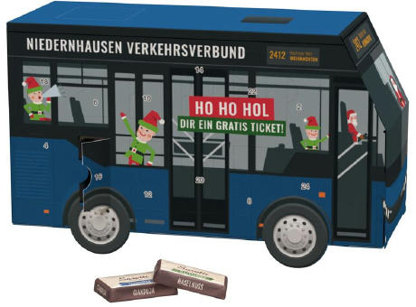 Adventskalender Bus Werbeartikel