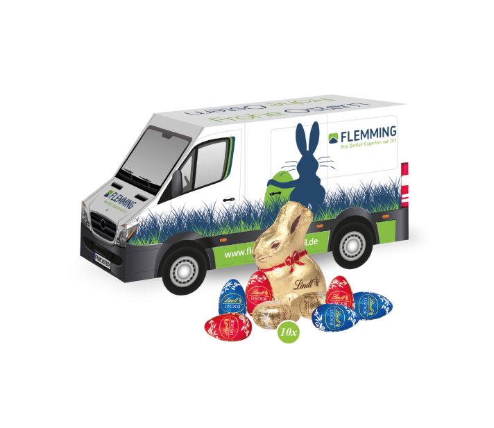 3D Präsent "Transporter" Ostern mit Lindt Schokoladenmischung 3D Präsent "Transporter" Ostern mit Lindt Schokoladenmischung