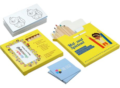 Buntstifte, Buntstifte-Memo Set, inkl. individueller Rundumdruck, mit 6 Bunstiften und 26 Memo-Kärtchen bedrucken
