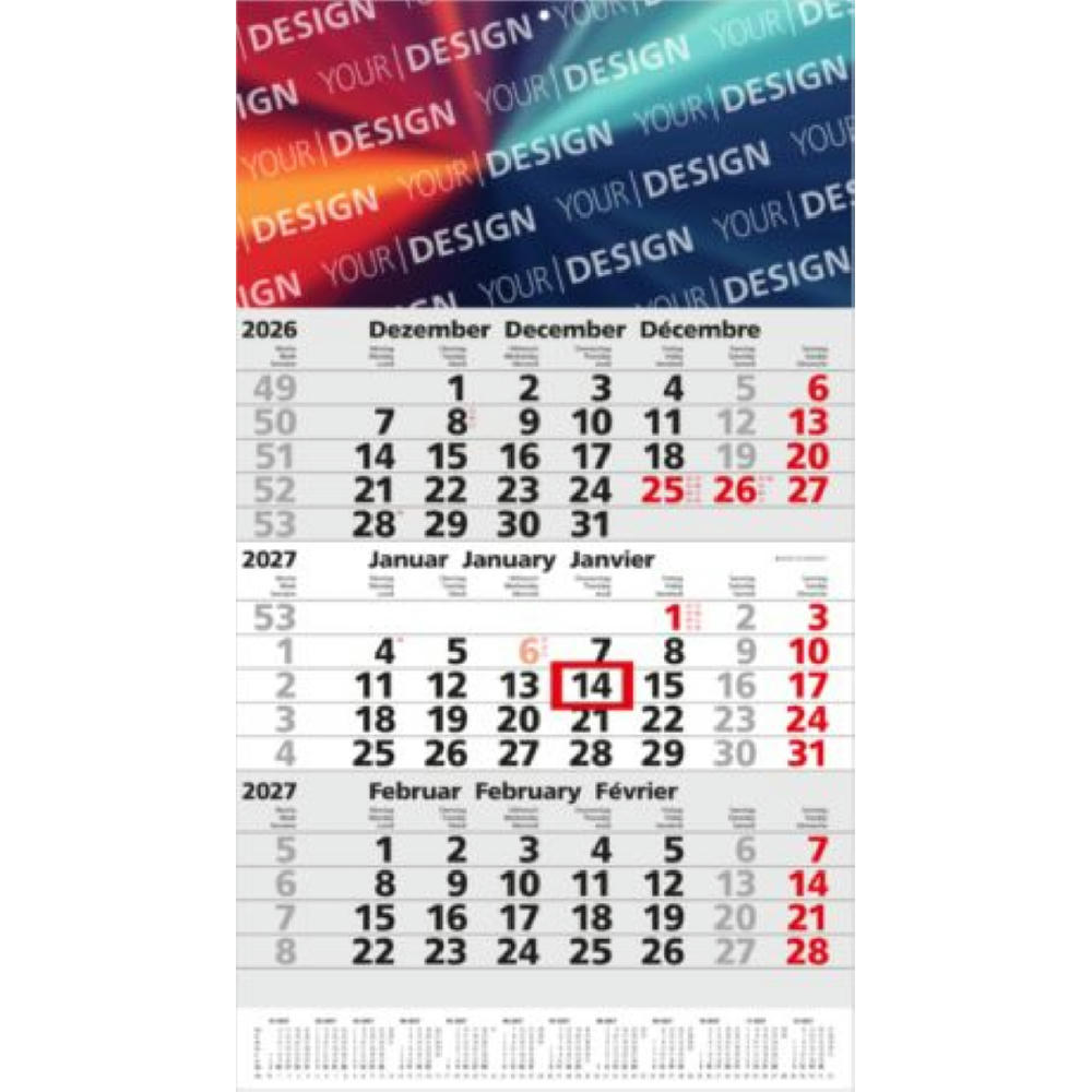 3-Monatskalender Einblatt Primus 3 Post A EXPRESS mit Jahresübersicht Werbeartikel