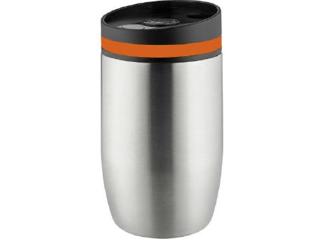 Product image Metmaxx® Thermobecher "CremaOfficinaBudget“ silber/Ring orange Werbeartikel