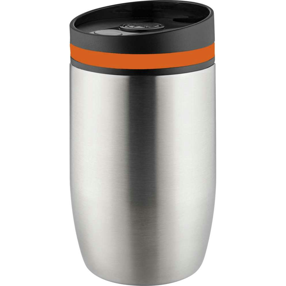 Product image Metmaxx® Thermobecher "CremaOfficinaBudget“ silber/Ring orange Werbeartikel