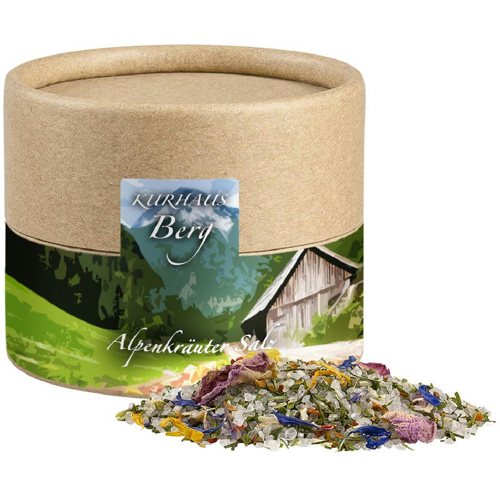 Product image Alpenkräuter Salz, ca. 50g, Kraftpapierdose Mini Werbeartikel