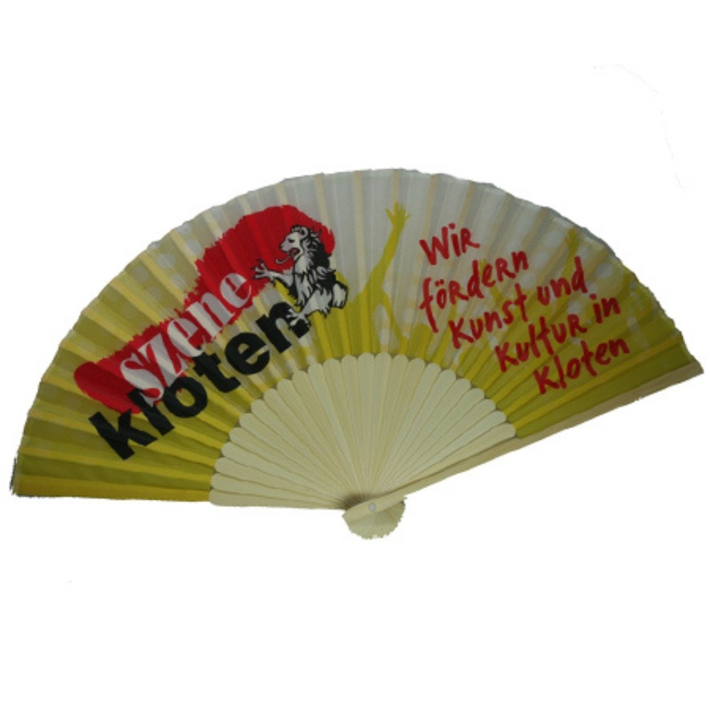 Bambus Stoff Fächer - vollflächiger Druck Werbeartikel
