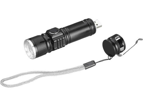 Lichtstarke Taschenlampe mit wiederaufladbarem Akku Werbeartikel