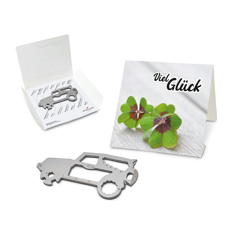 Geschenkartikel: ROMINOX® Key Tool Truck / LKW (22 Funktionen) im Motiv-Mäppchen Viel Glück Werbeartikel