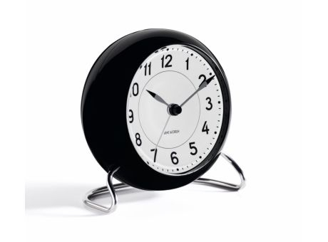 Arne Jacobsen Station Tischuhr mit Alarmfunktion schwarz Ø11cm bedrucken