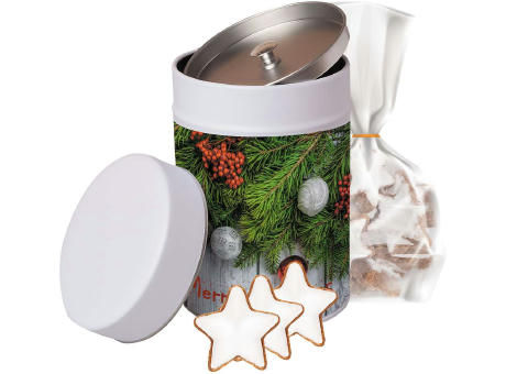 Product image Zimtsterne, ca. 100g, Beutel in Metalldose Maxi bedrucken