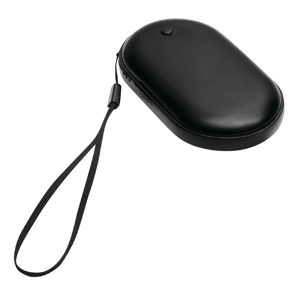 Product image Schwarze Powerbank HEAT POWER mit 4.000 mAh und Handwärmer, mit Handschlaufe – Handwärmer mit Logo