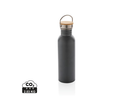 Moderne Stainless-Steel Flasche mit Bambusdeckel Werbeartikel