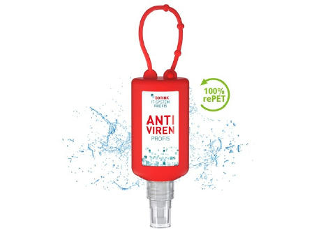 50 ml Bumper rot - Hände-Desinfektionsspray (DIN EN 1500) - Body Label Werbeartikel