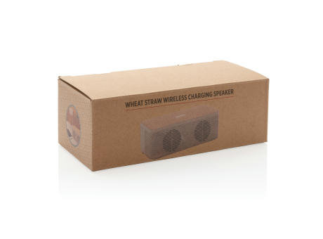 Weizenstroh Wireless Charging Lautsprecher Werbeartikel