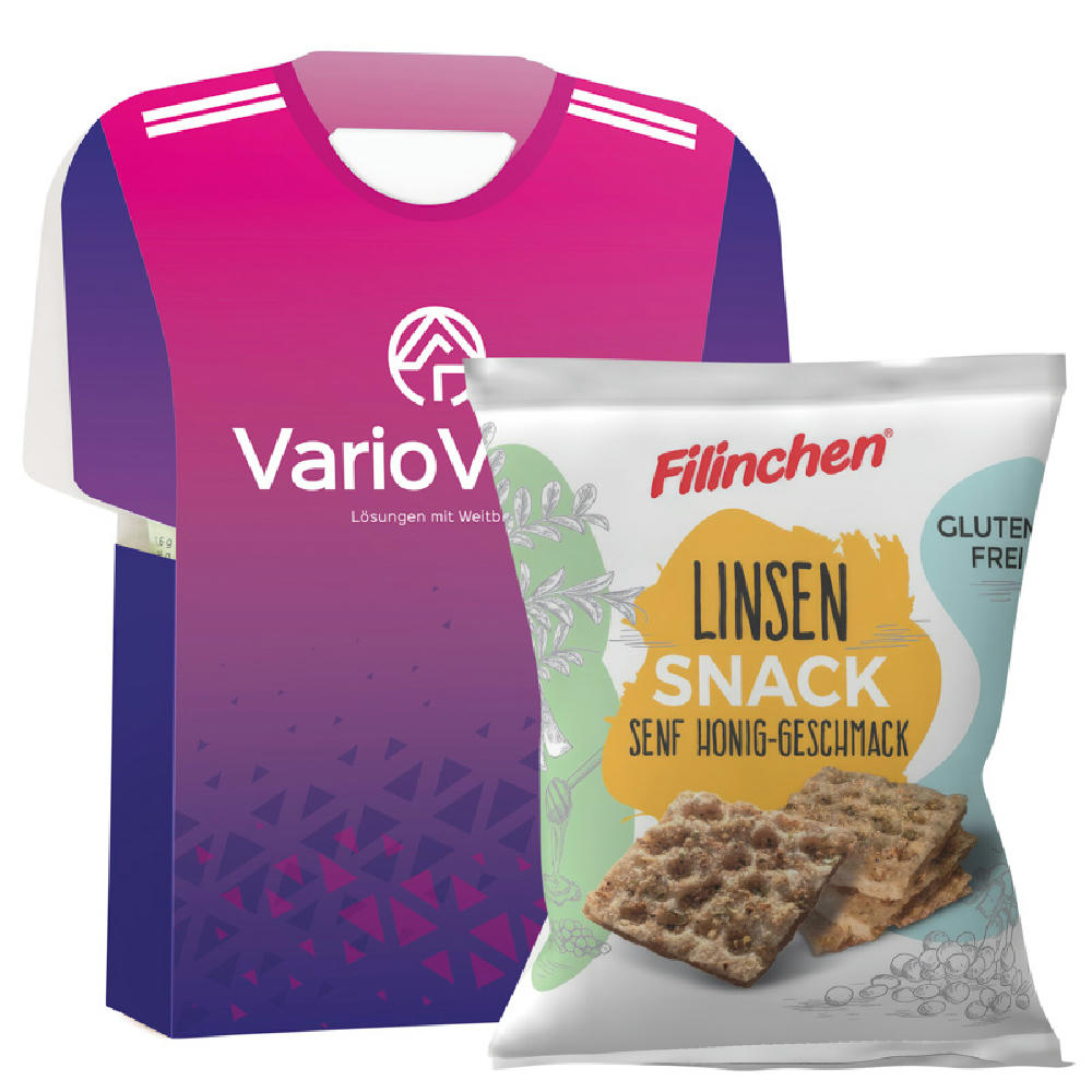 Trikot Box M, Filinchen Linsen Snack Honig-Senf Werbeartikel