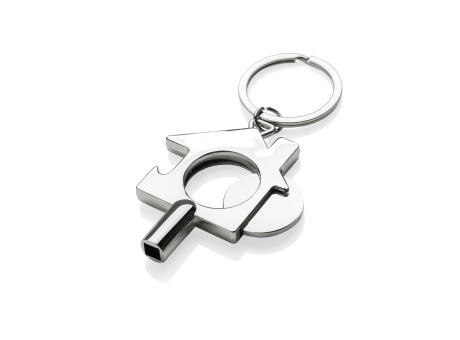 Product image 3-in-1 Schlüsselring aus RCS rec. Zinklegierung bedrucken