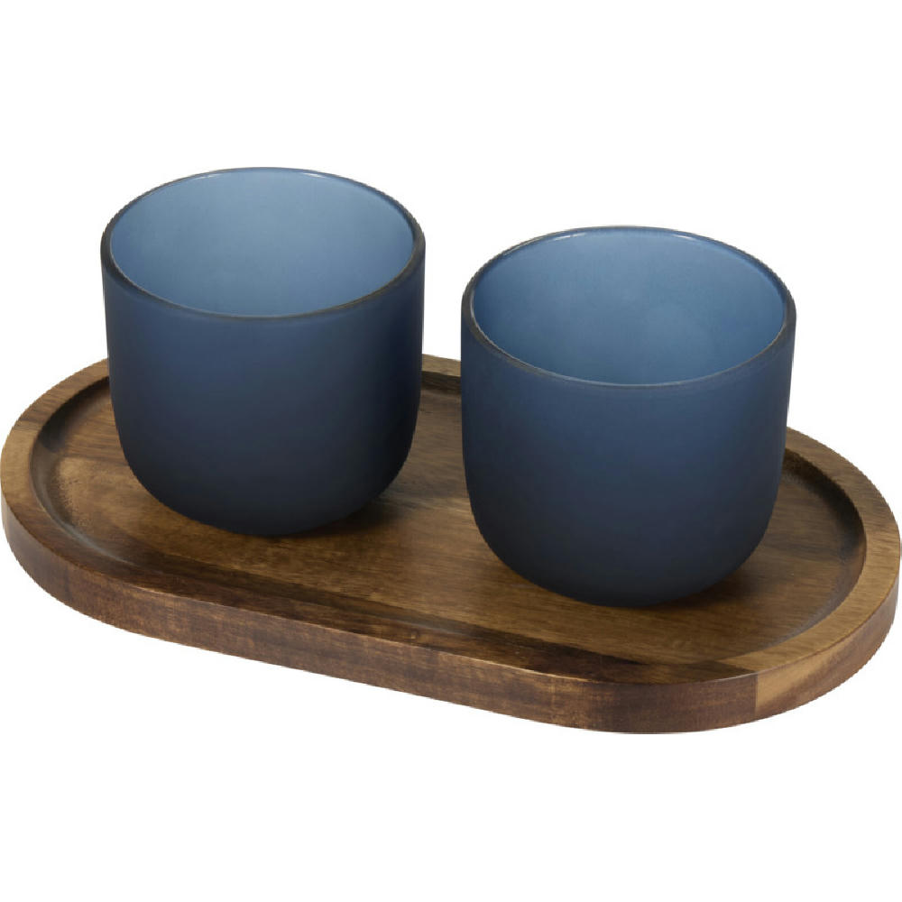 Male Set aus Holztablett und Glastassen Werbeartikel