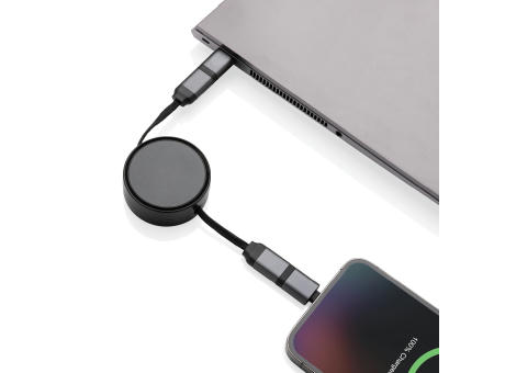 Terra aufrollbares 6-in-1 45W-Kabel aus RCS recyc. Aluminium Werbeartikel