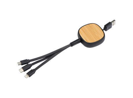 Product image Ausziehbares Ladekabel mit Bambusverziehrung Werbeartikel