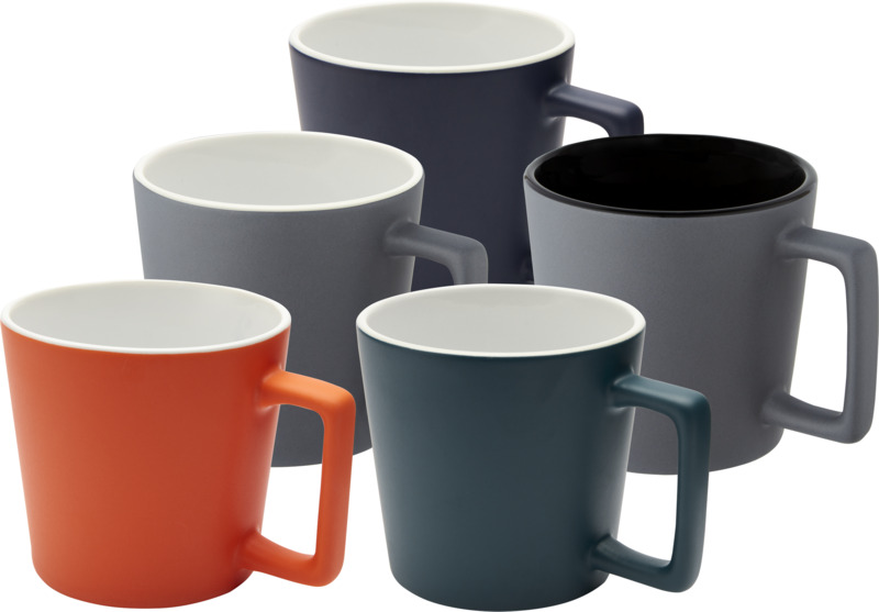 Cali 370 ml Keramiktasse mit matter Oberfläche mit Logo bedrucken – Werbetasse Büro Promotion 5 Farben erhältlich