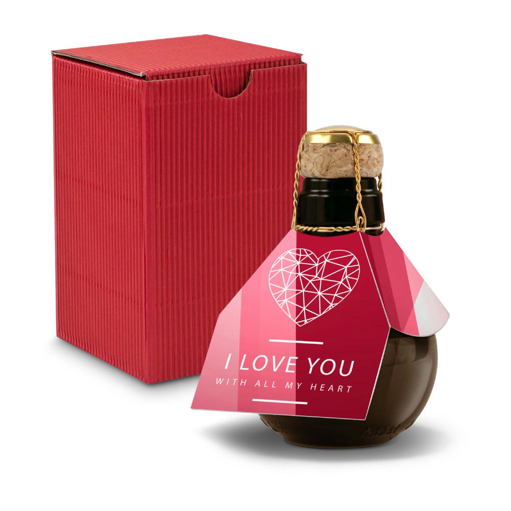 Kleinste Sektflasche der Welt! I love u - Inklusive Geschenkkarton in Gelb, 125 ml Werbeartikel